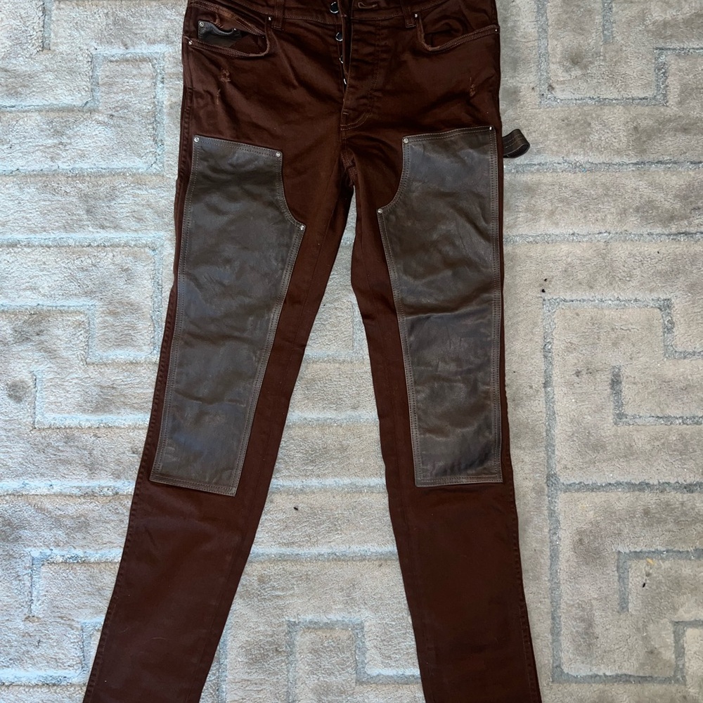 Women's Brown Jeans with Leather Accents